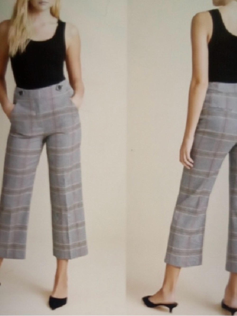Veronica Beard Isley High Rise Checked Cropped Pants - Size 8